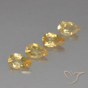 2.87 ctw Golden Citrine Stones, Natural Citrine in Pear Facet Shape for Sale