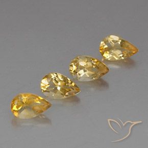 3.46 ctw Golden Citrine Stones, Natural Citrine in Pear Facet Shape for Sale