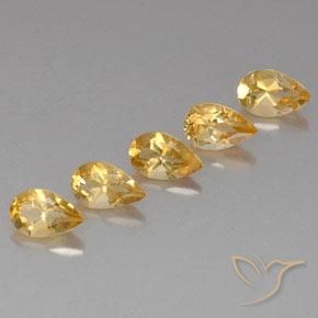 3.87 ctw Golden Citrine Stones, Natural Citrine in Pear Facet Shape for Sale