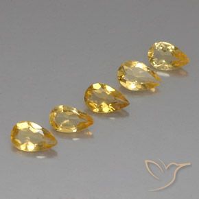 3.22 ctw Golden Citrine Stones, Natural Citrine in Pear Facet Shape for Sale