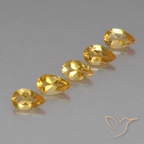 3.75 ctw Golden Citrine Stones, Natural Citrine in Pear Facet Shape for Sale