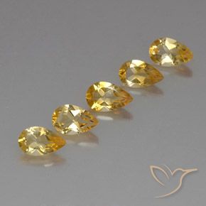 3.72 ctw Golden Citrine Stones, Natural Citrine in Pear Facet Shape for Sale