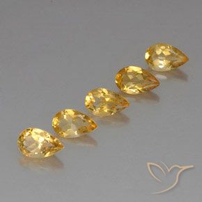 4.08 ctw Golden Citrine Stones, Natural Citrine in Pear Facet Shape for Sale