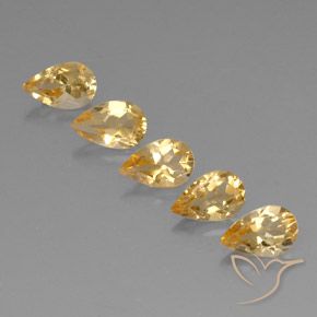 3.81 ctw Golden Citrine Stones, Natural Citrine in Pear Facet Shape for Sale