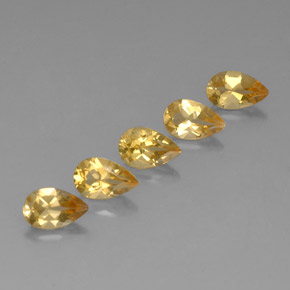3.77 ctw Golden Citrine Gemstones, Citrine Gems in Pear Facet Shape for Sale.