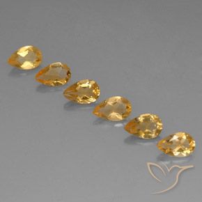 4.06 ctw Golden Citrine Stones, Natural Citrine in Pear Facet Shape for Sale