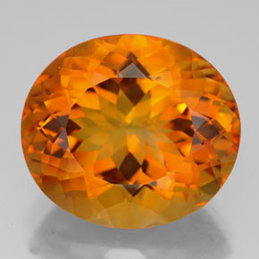 13.96 ct Orange Citrine Gemstone, Citrine Gem in Oval Facet Shape for Sale.