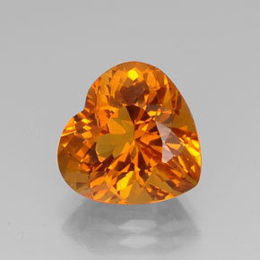 7.74 ct Orange Citrine Gemstone, Citrine Gem in Heart Facet Shape for Sale.