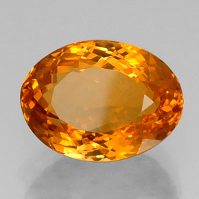 14.85 ct Orange Citrine Stone, Natural Citrine in Oval Facet Shape for Sale