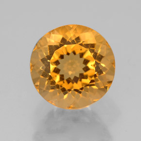 3.30 ct Yellow Citrine Gemstone, Citrine Gem in Round Facet Shape for Sale.