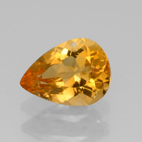 1.51 ct Yellow Citrine Gemstone, Citrine Gem in Pear Facet Shape for Sale.