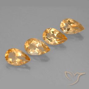 3.11 ctw Orange Citrine Stones, Natural Citrine in Pear Facet Shape for Sale