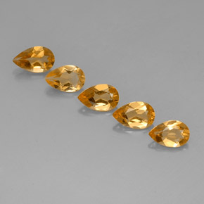 3.37 ctw Yellow Citrine Gemstones, Citrine Gems in Pear Facet Shape for Sale.