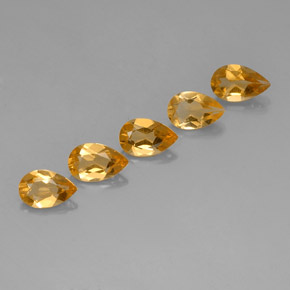 3.37 ctw Yellow Citrine Stones, Natural Citrine in Pear Facet Shape for Sale