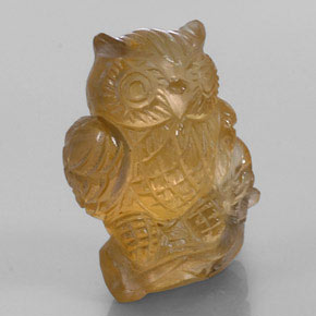 38.99 ct Yellow Citrine Stone, Natural Citrine in Carved Owl Shape for Sale