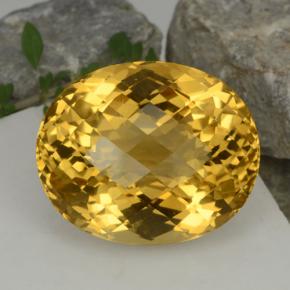 48.19 ct Yellow Citrine Gemstone, Citrine Gem in Oval Checkerboard Shape for Sale.