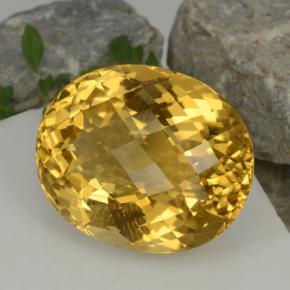 48.19 ct Yellow Citrine Stone, Natural Citrine in Oval Checkerboard Shape for Sale