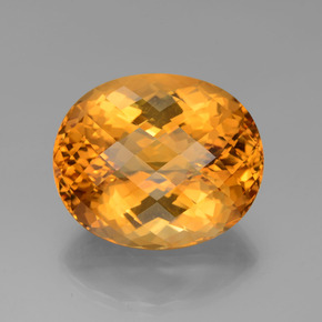 60.77 ct Gold Citrine Gemstone, Citrine Gem in Oval Checkerboard Shape for Sale.