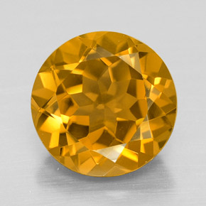 5.49 ct Yellow Citrine Gemstone, Citrine Gem in Round Facet Shape for Sale.