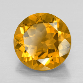 5.49 ct Yellow Citrine Stone, Natural Citrine in Round Facet Shape for Sale