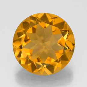 5.25 ct Yellow Citrine Gemstone, Citrine Gem in Round Facet Shape for Sale.