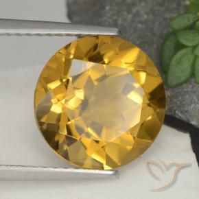 4.48 ct Golden Citrine Stone, Natural Citrine in Round Facet Shape for Sale
