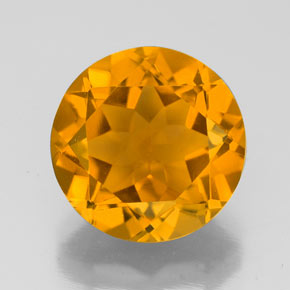 4.40 ct Yellow Citrine Gemstone, Citrine Gem in Round Facet Shape for Sale.