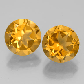 3.74 ct Yellow Citrine Gemstone, Citrine Gem in Round Facet Shape for Sale.