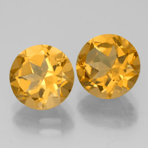 3.74 ct Yellow Citrine Stone, Natural Citrine in Round Facet Shape for Sale
