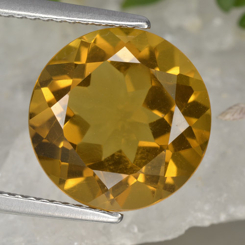 Brownish Golden Citrine Gem - 5.9ct Round Facet (ID: 329953)