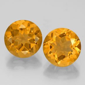 4.89 ct Yellow Citrine Gemstone, Citrine Gem in Round Facet Shape for Sale.