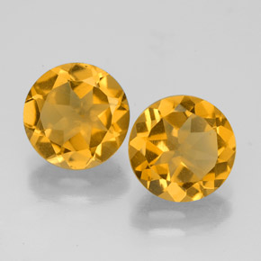 3.37 ct Yellow Citrine Gemstone, Citrine Gem in Round Facet Shape for Sale.
