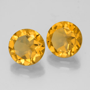 3.37 ct Yellow Citrine Stone, Natural Citrine in Round Facet Shape for Sale