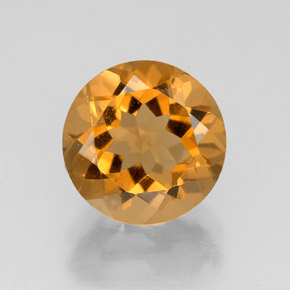 2.36 ct Yellow Citrine Gemstone, Citrine Gem in Round Facet Shape for Sale.