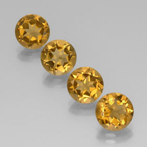 6.81 ct Yellow Citrine Gemstone, Citrine Gem in Round Facet Shape for Sale.