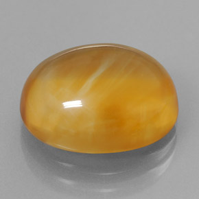 8.07 ct Yellow Citrine Stone, Natural Citrine in Oval Cabochon Shape for Sale