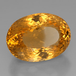 53.06 ct Yellow Citrine Stone, Natural Citrine in Oval Portuguese-Cut Shape for Sale
