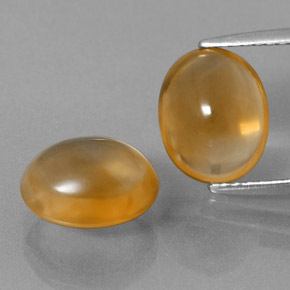 Dark Orange Citrine Gem - 3.2ct Oval Cabochon (ID: 331805)