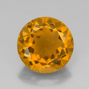 5.99 ct Yellow Citrine Gemstone, Citrine Gem in Round Facet Shape for Sale.