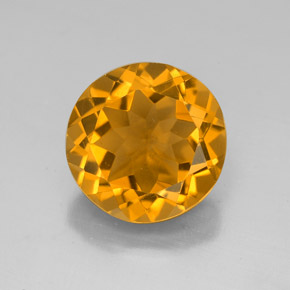 4.30 ct Yellow Citrine Gemstone, Citrine Gem in Round Facet Shape for Sale.