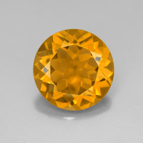3.90 ct Yellow Citrine Gemstone, Citrine Gem in Round Facet Shape for Sale.