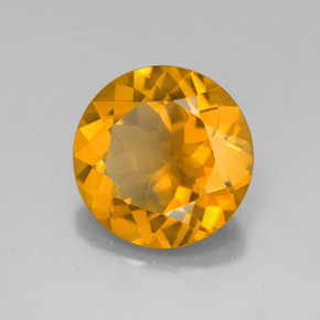 3.90 ct Yellow Citrine Stone, Natural Citrine in Round Facet Shape for Sale