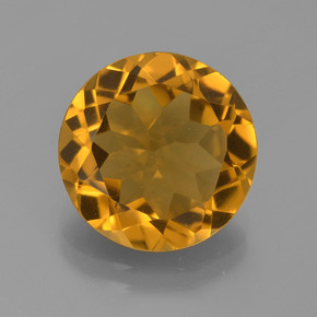 5.14 ct Yellow Citrine Gemstone, Citrine Gem in Round Facet Shape for Sale.