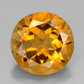 4.05 ct Orange Citrine Gemstone, Citrine Gem in Round Facet Shape for Sale.