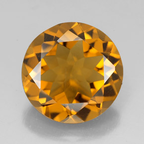 5.44 ct Orange Citrine Gemstone, Citrine Gem in Round Facet Shape for Sale.