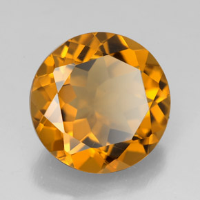 5.44 ct Orange Citrine Stone, Natural Citrine in Round Facet Shape for Sale