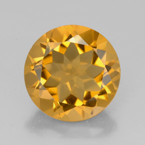 4.27 ct Yellow Citrine Gemstone, Citrine Gem in Round Facet Shape for Sale.