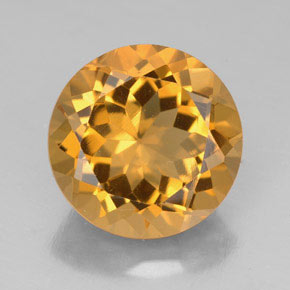 5.74 ct Yellow Citrine Gemstone, Citrine Gem in Round Facet Shape for Sale.