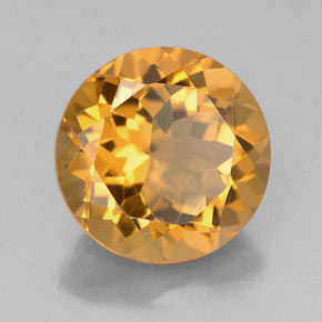 5.74 ct Yellow Citrine Stone, Natural Citrine in Round Facet Shape for Sale