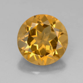 4.28 ct Yellow Citrine Gemstone, Citrine Gem in Round Facet Shape for Sale.